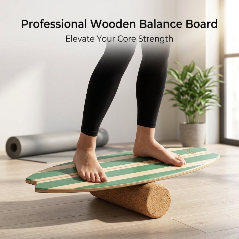 `Fish‑Shaped Wooden Surfing Ba - Balance Board Fitness 评论和价格
