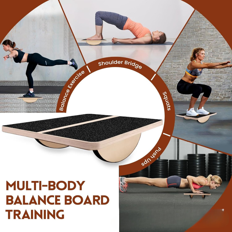 2-in-1 Wooden Tilt Balance Boa - Balance Board Fitness 评论和价格