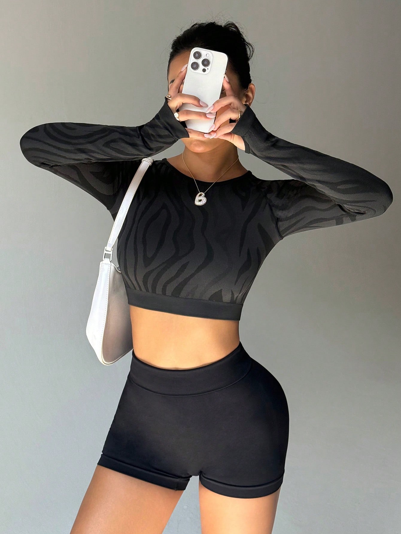 Women Zebra Print Long Sleeve  - Yoga Fitness Fit Club 评论和价格