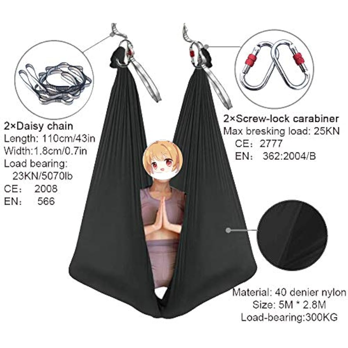 Aerial Yoga Hammock 5M x 2.8M  - Yoga Swing Aerial 评论和价格